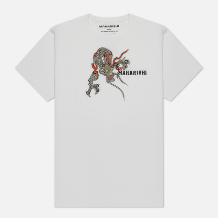 фото Мужская футболка maharishi sue-ryu dragon organic, цвет белый, размер s