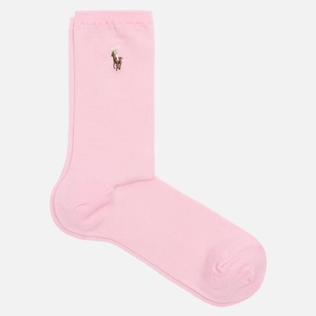Носки Polo Ralph Lauren Flat Knit Polo Pony Crew Single, цвет розовый, размер 35-40 EU