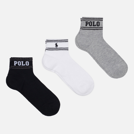 Комплект носков Polo Ralph Lauren Double Stripe Ankle 3-Pack, цвет комбинированный, размер 35-40 EU