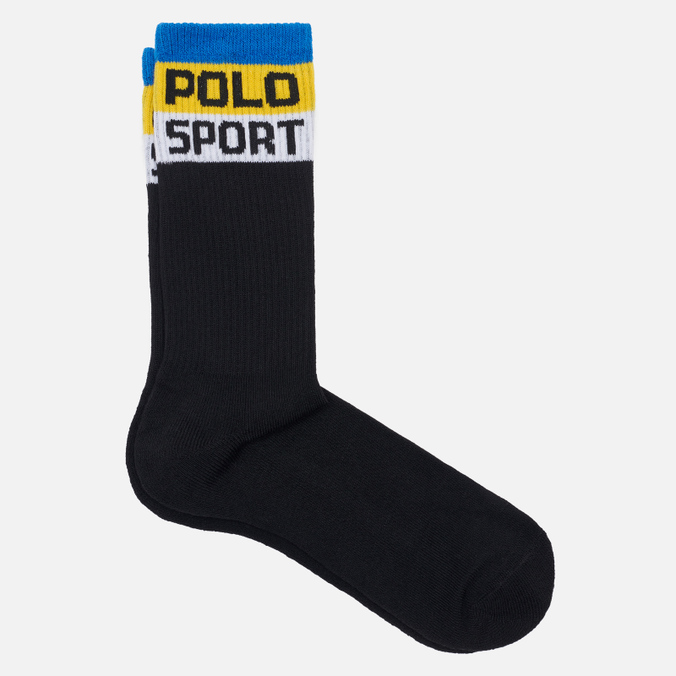 Носки Polo Ralph Lauren, цвет чёрный, размер 35-40 455-854091-001 Polo Sport Striped Crew Single - фото 1