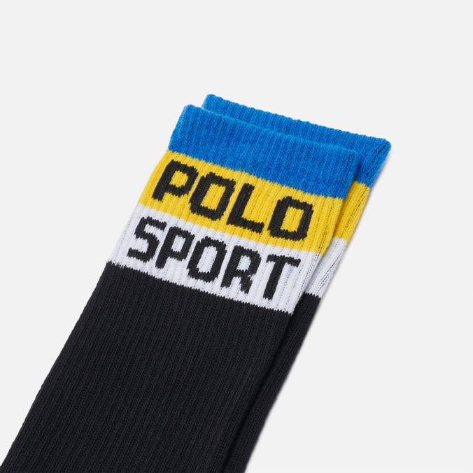 Носки Polo Ralph Lauren, цвет чёрный, размер 35-40 455-854091-001 Polo Sport Striped Crew Single - фото 2
