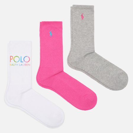 Комплект носков Polo Ralph Lauren Logo/Embroidered Polo Pony Crew 3-Pack, цвет комбинированный, размер 35-40 EU