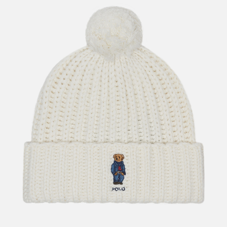 Шапка Polo Ralph Lauren Denim Polo Bear Pom Pom, цвет белый