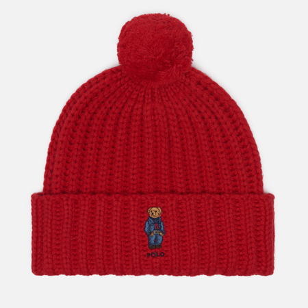 Шапка Polo Ralph Lauren Denim Polo Bear Pom Pom, цвет красный