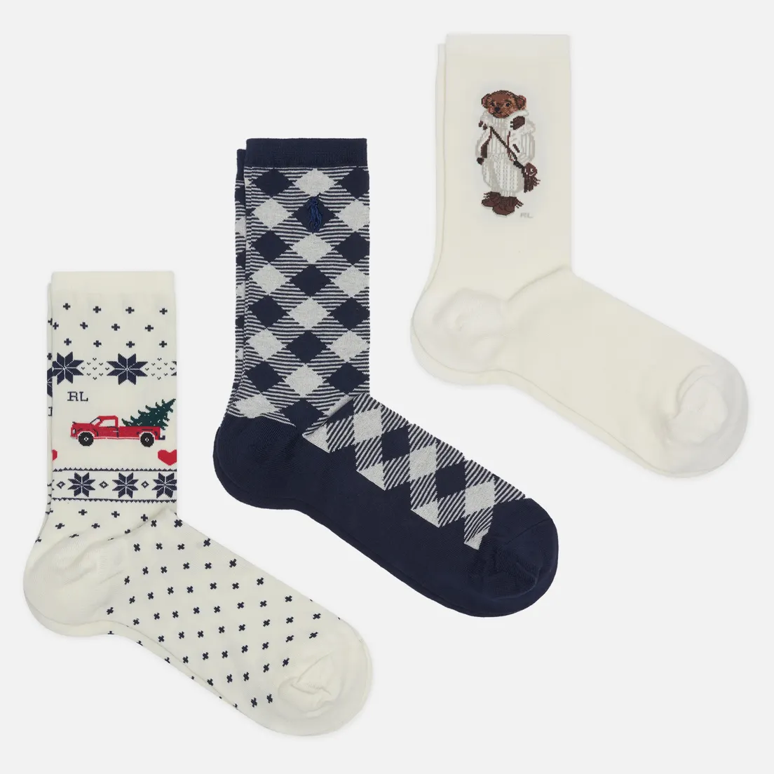 Polo Ralph Lauren Комплект носков Creamy Polo Bear 3-Pack Gift Box