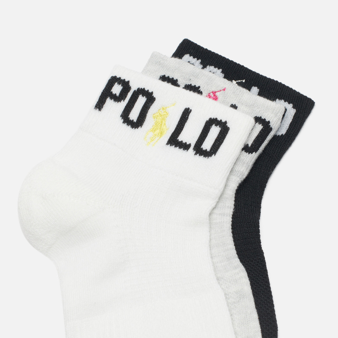 Комплект носков Polo Ralph Lauren, цвет комбинированный, размер 35-40 455-873517-001 Multi Quarter Polo Ankle 3-Pack - фото 2