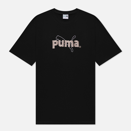 фото Мужская футболка puma puma team graphic, цвет чёрный, размер s