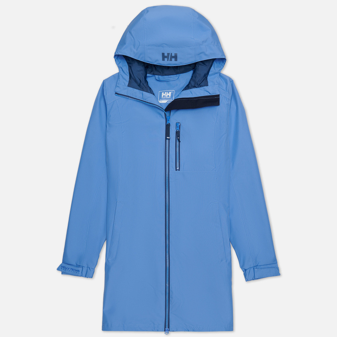 Женская куртка дождевик Helly Hansen Long Belfast 3/4 голубого цвета