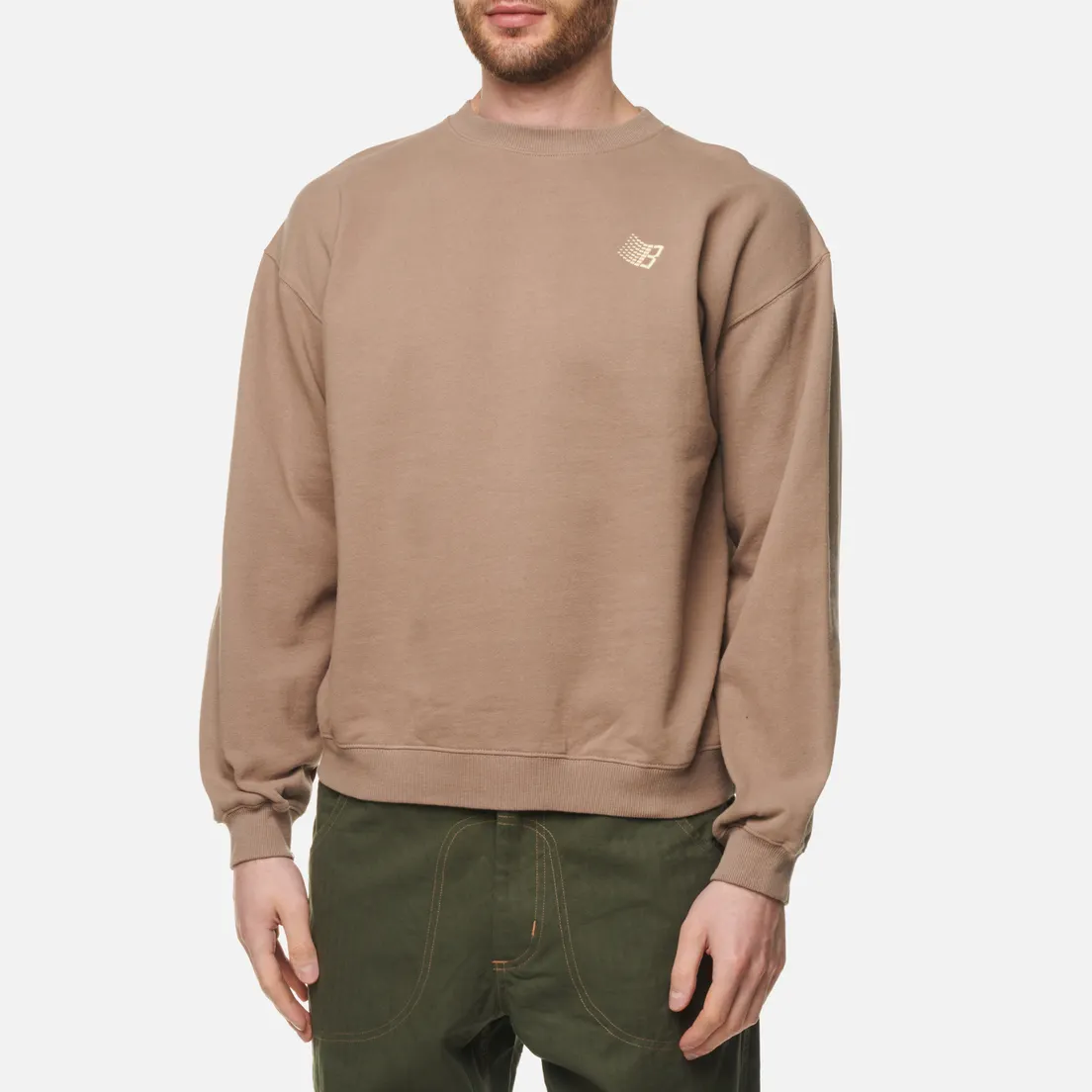 Bronze 56K Мужская толстовка B Logo Embroidered Crew Neck