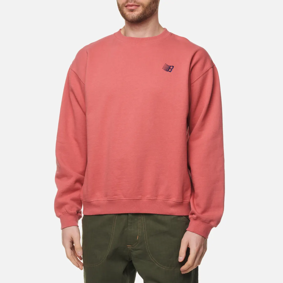 Bronze 56K Мужская толстовка B Logo Embroidered Crew Neck