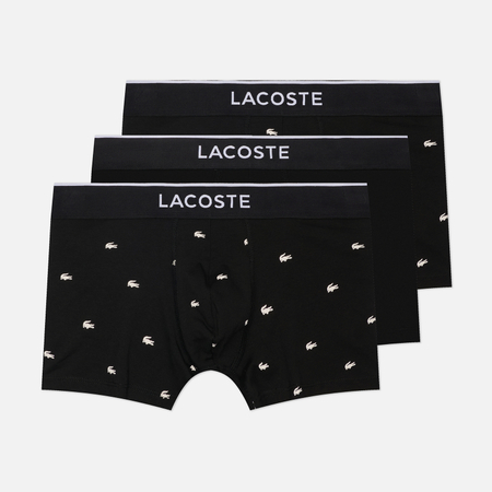 Комплект мужских трусов Lacoste Underwear 3-Pack Printed Stretch Trunks, цвет чёрный, размер XL