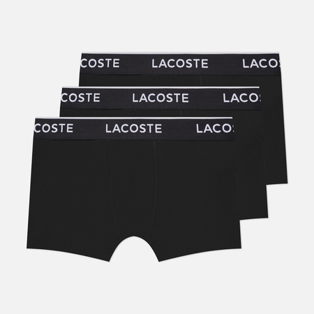 Нижнее белье Комплект мужских трусов Lacoste Underwear Trunks 3-Pack, цвет чёрный, размер M