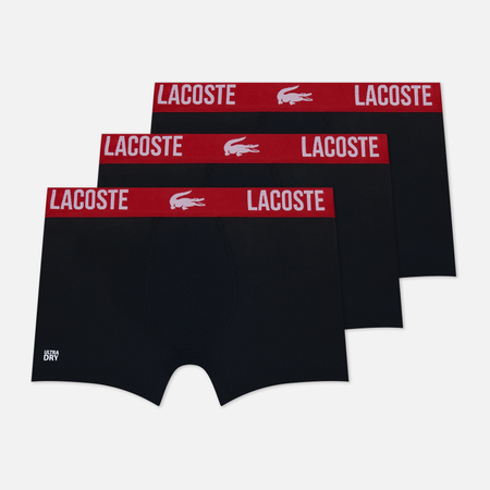Комплект мужских трусов Lacoste Underwear 3-Pack Microfiber Boxer Brief, цвет чёрный, размер L - фото 1