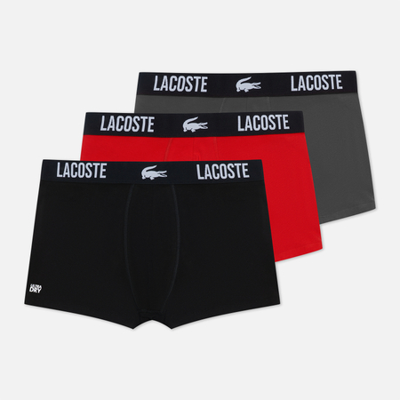 фото Комплект мужских трусов lacoste underwear 3-pack classic trunk, цвет чёрный, размер xl