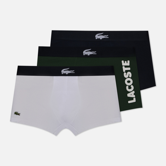 Комплект мужских трусов Lacoste Underwear 3-Pack Trunk Thyme/Navy Blue/White