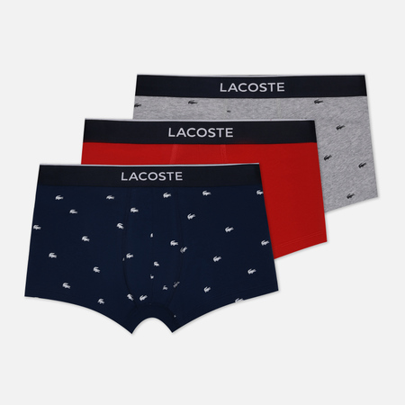 фото Комплект мужских трусов lacoste underwear 3-pack casual signature boxer, цвет комбинированный, размер s