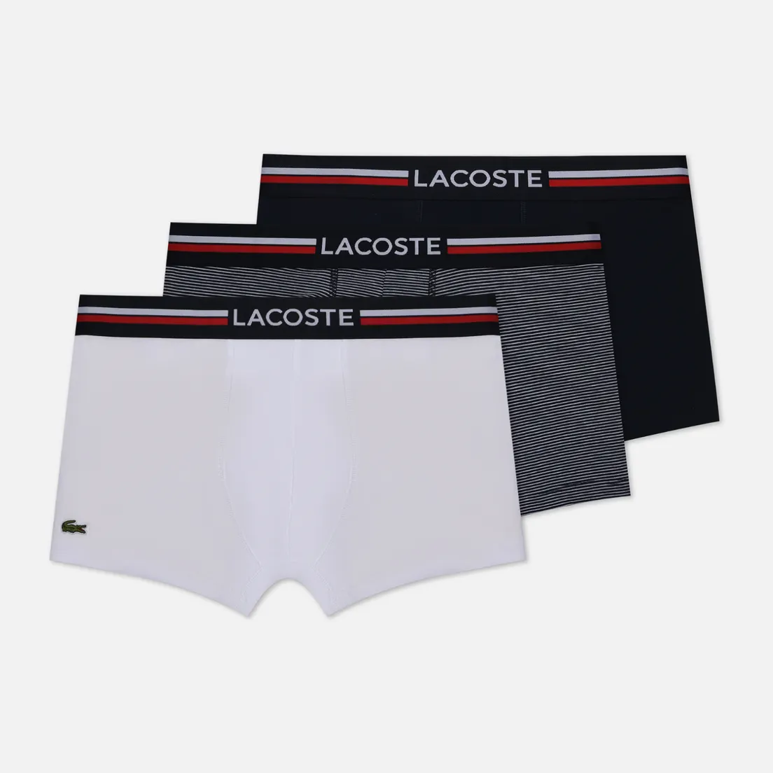 Lacoste Underwear Комплект мужских трусов 3-Pack Iconic Three-Tone Waistband