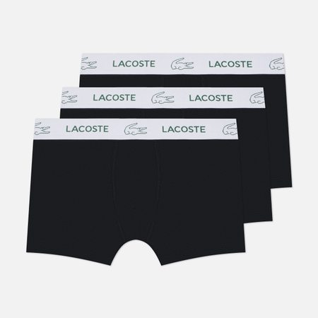 Комплект мужских трусов Lacoste Underwear 3-Pack Stretch Cotton Trunks Signature, цвет чёрный, размер L