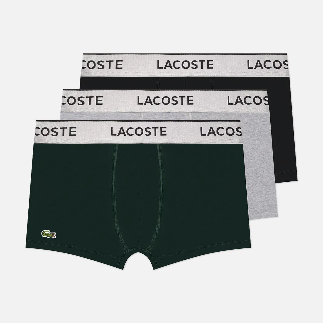 Lacoste Underwear Комплект мужских трусов 3-Pack Silver Waist Short Trunks
