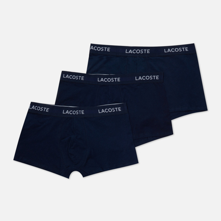 Комплект мужских трусов Lacoste Underwear 3-Pack Iconic Waist Logo, цвет синий, размер M