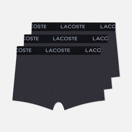 Комплект мужских трусов Lacoste Underwear 3-Pack Iconic Waist Logo, цвет серый, размер S - фото 1
