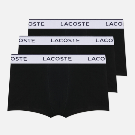 Комплект мужских трусов Lacoste Underwear 3-Pack Stretch Cotton Stretch Trunks, цвет чёрный, размер XL