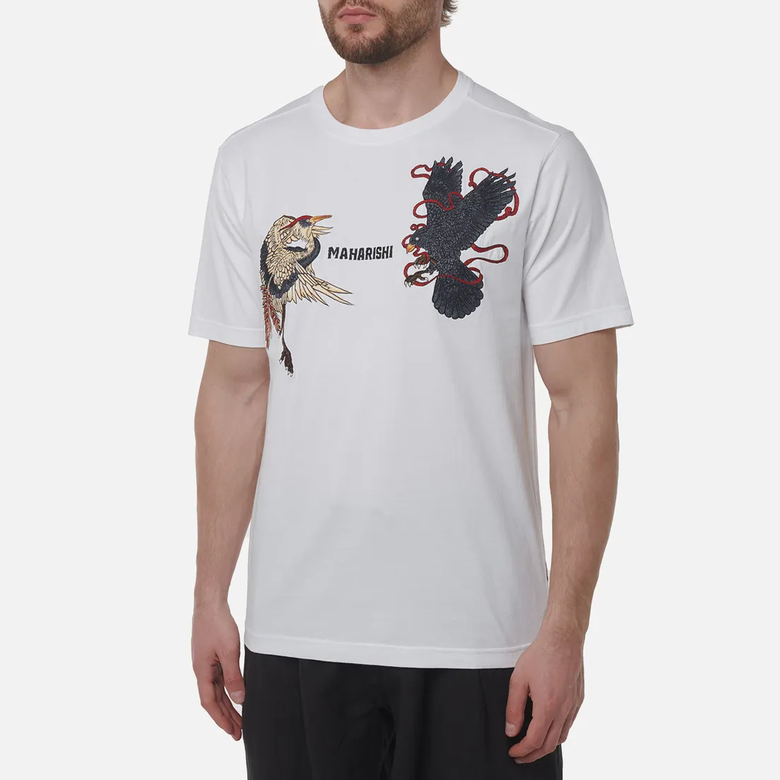 maharishi Мужская футболка Black Crow White Heron