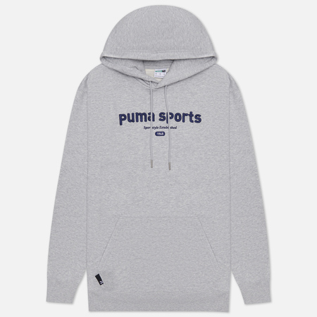 фото Мужская толстовка puma puma team hoodie tr, цвет серый, размер s