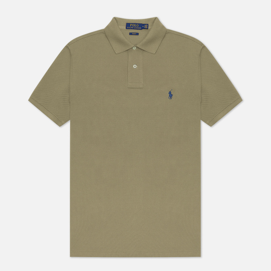 Мужское поло Polo Ralph Lauren The Iconic Basic Mesh Slim Fit Sage Green/Navy
