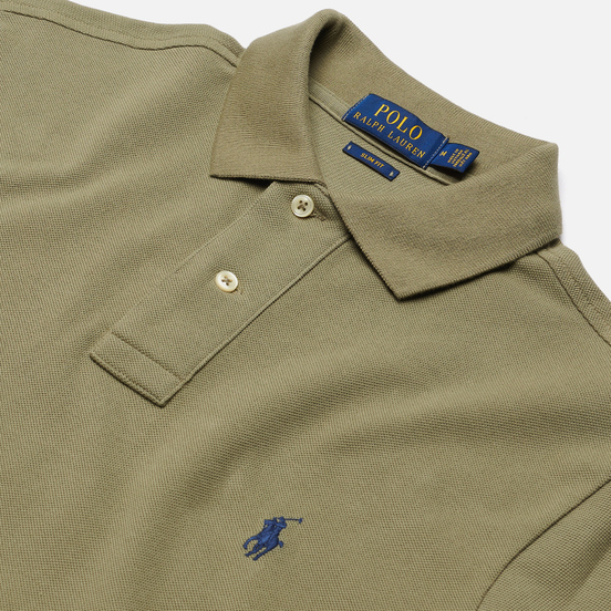 Мужское поло Polo Ralph Lauren The Iconic Basic Mesh Slim Fit Sage Green/Navy