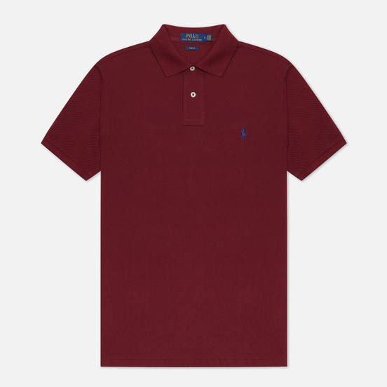 Мужское поло Polo Ralph Lauren The Iconic Basic Mesh Slim Fit Classic Wine/Navy