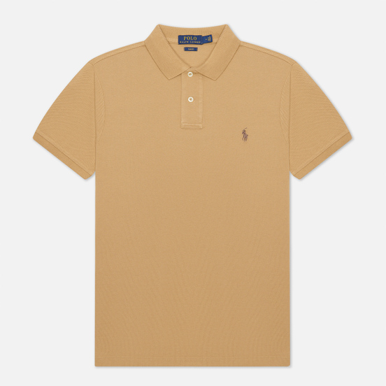 Мужское поло Polo Ralph Lauren The Iconic Basic Mesh Slim Fit Luxury Tan/Brown