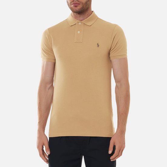 Мужское поло Polo Ralph Lauren The Iconic Basic Mesh Slim Fit Luxury Tan/Brown
