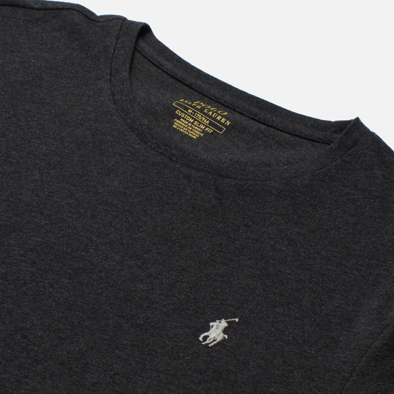 Мужская футболка Polo Ralph Lauren Classic Crew Neck 26/1 Jersey Black Marl Heather/White