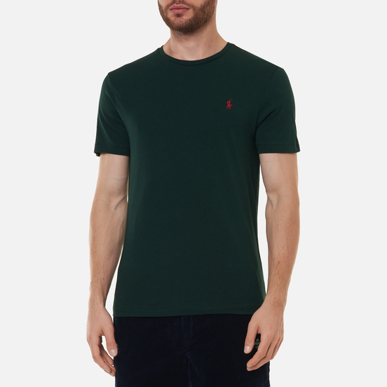 Мужская футболка Polo Ralph Lauren Classic Crew Neck 26/1 Jersey College Green/Red