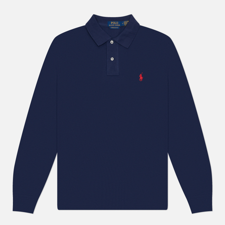 Мужской лонгслив Polo Ralph Lauren Custom Slim Fit Polo Basic Mesh, цвет синий, размер XL