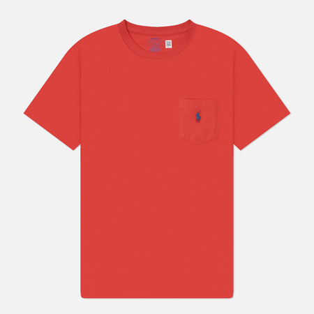 Мужская футболка Polo Ralph Lauren Embroidered Logo Pocket Classic Fit, цвет красный, размер L