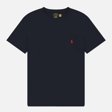 Мужская футболка Polo Ralph Lauren Embroidered Logo Pocket Classic Fit, цвет синий, размер M