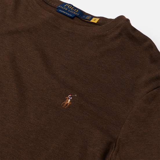 Мужская футболка Polo Ralph Lauren Custom Slim Fit Interlock Nutmeg Brown Heather