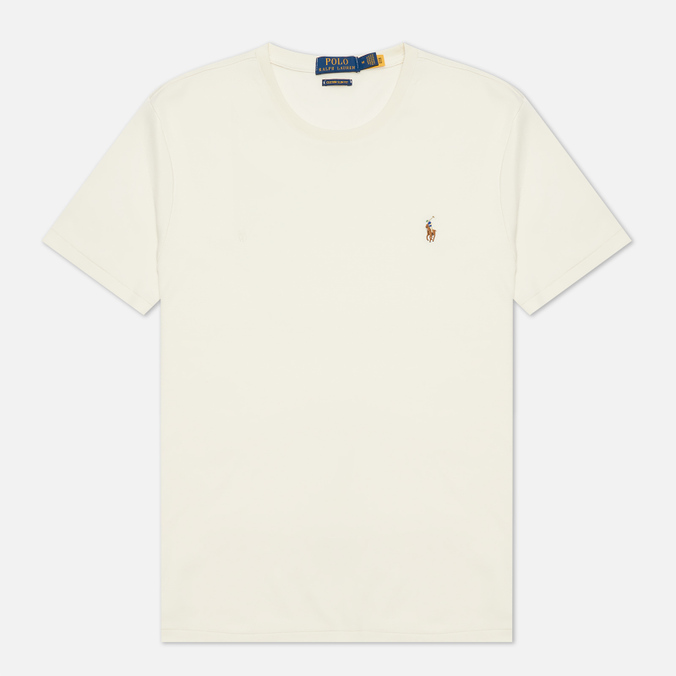 Мужская футболка Polo Ralph Lauren, цвет бежевый, размер S 710-740727-052 Custom Slim Fit Interlock - фото 1