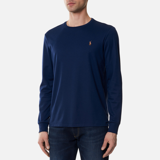 Мужской лонгслив Polo Ralph Lauren Custom Slim Fit Interlock French Navy