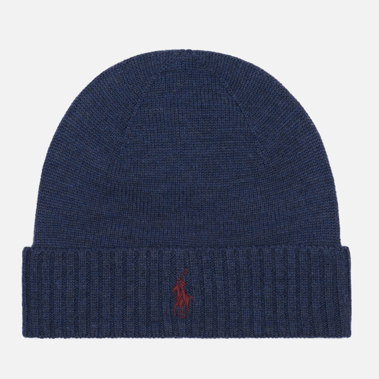 Шапка Polo Ralph Lauren Merino Wool Embroidered Polo Pony Fresco Blue Heather