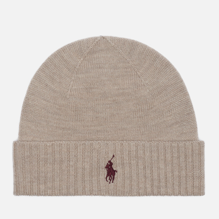 Шапка Polo Ralph Lauren Merino Wool Embroidered Polo Pony, цвет бежевый