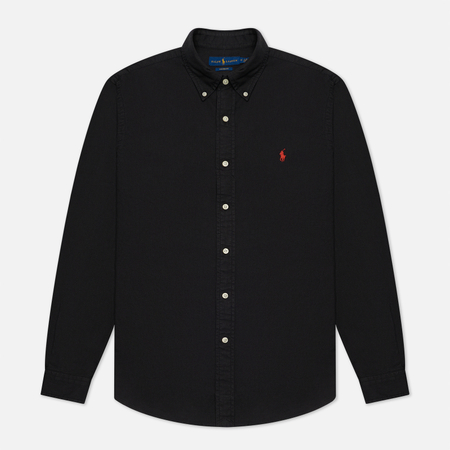 Мужская рубашка Polo Ralph Lauren Garment Dyed Oxford, цвет чёрный, размер XXXL