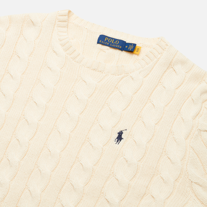 Мужской свитер Polo Ralph Lauren, цвет белый, размер L 710-775885-024 Driver Cotton Cable - фото 2