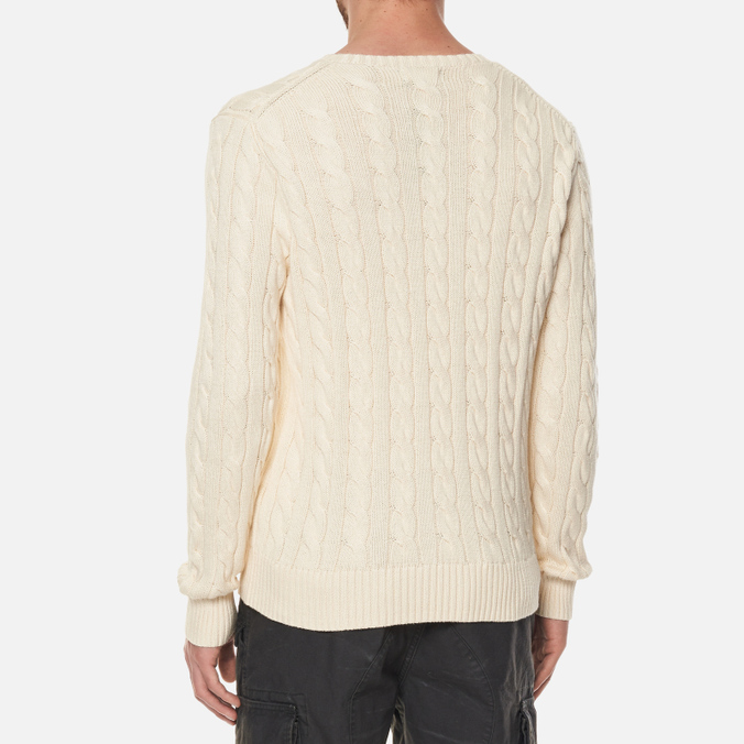 Мужской свитер Polo Ralph Lauren, цвет белый, размер L 710-775885-024 Driver Cotton Cable - фото 4