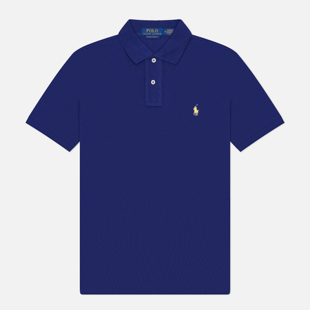 Мужское поло Polo Ralph Lauren The Iconic Basic Mesh Custom Slim Fit, цвет синий