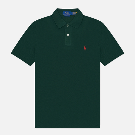 Мужское поло Polo Ralph Lauren The Iconic Basic Mesh Custom Slim Fit, цвет зелёный