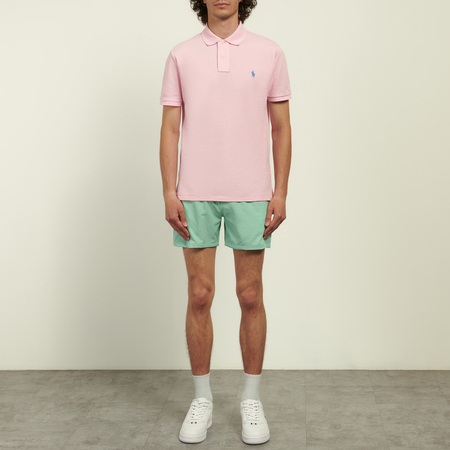 Мужское поло Polo Ralph Lauren The Iconic Basic Mesh Custom Slim Fit, цвет розовый