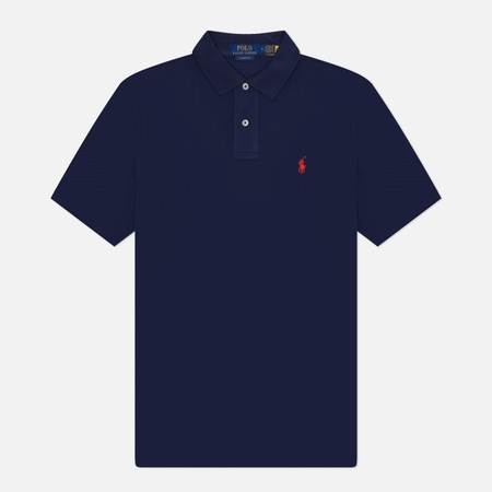 Мужское поло Polo Ralph Lauren Custom Slim Fit Mesh, цвет синий, размер XL